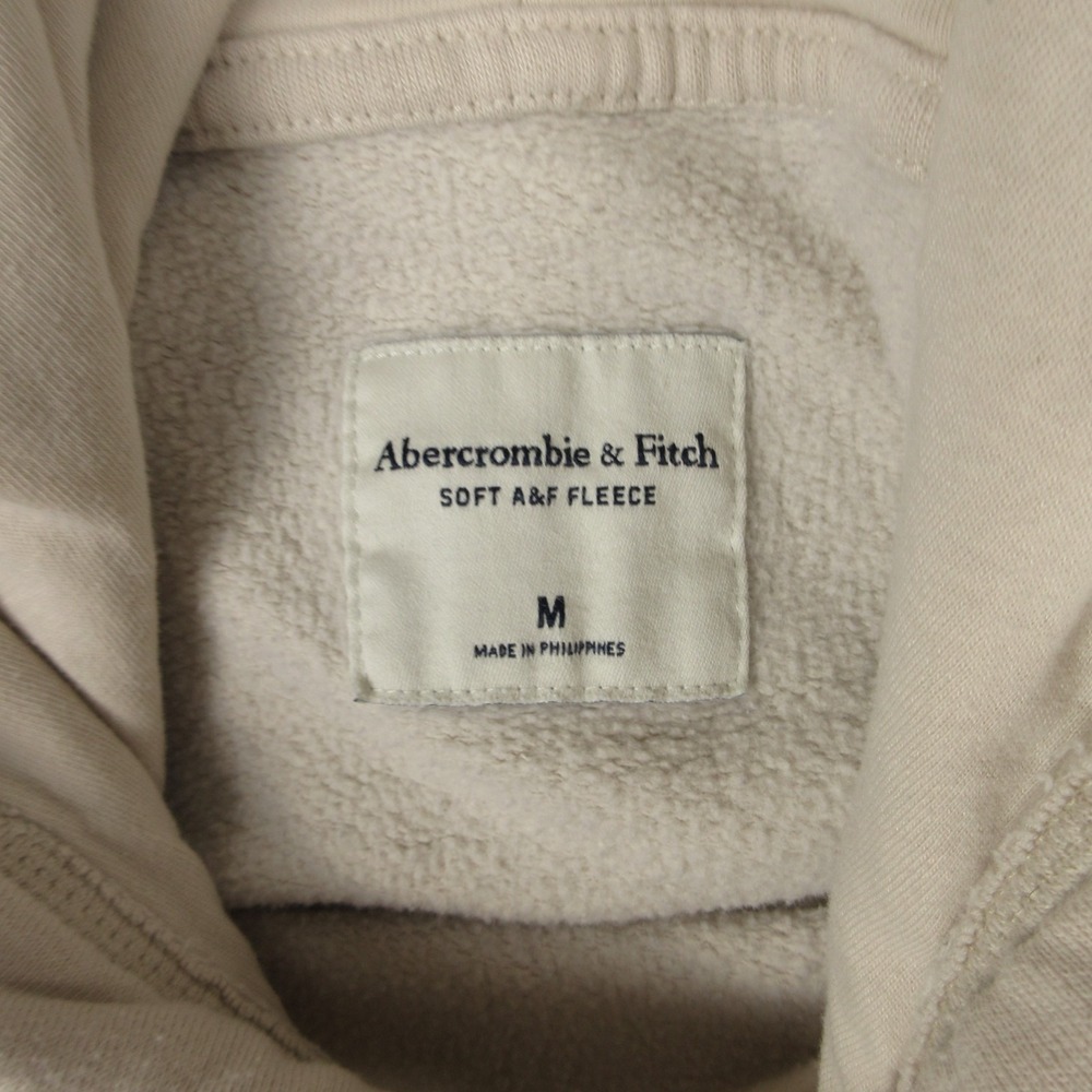 Abercrombie & Fitch Sweater Mens Medium Beige Fleece Pullover Hoodie Sweatshirt - Picture 8 of 15